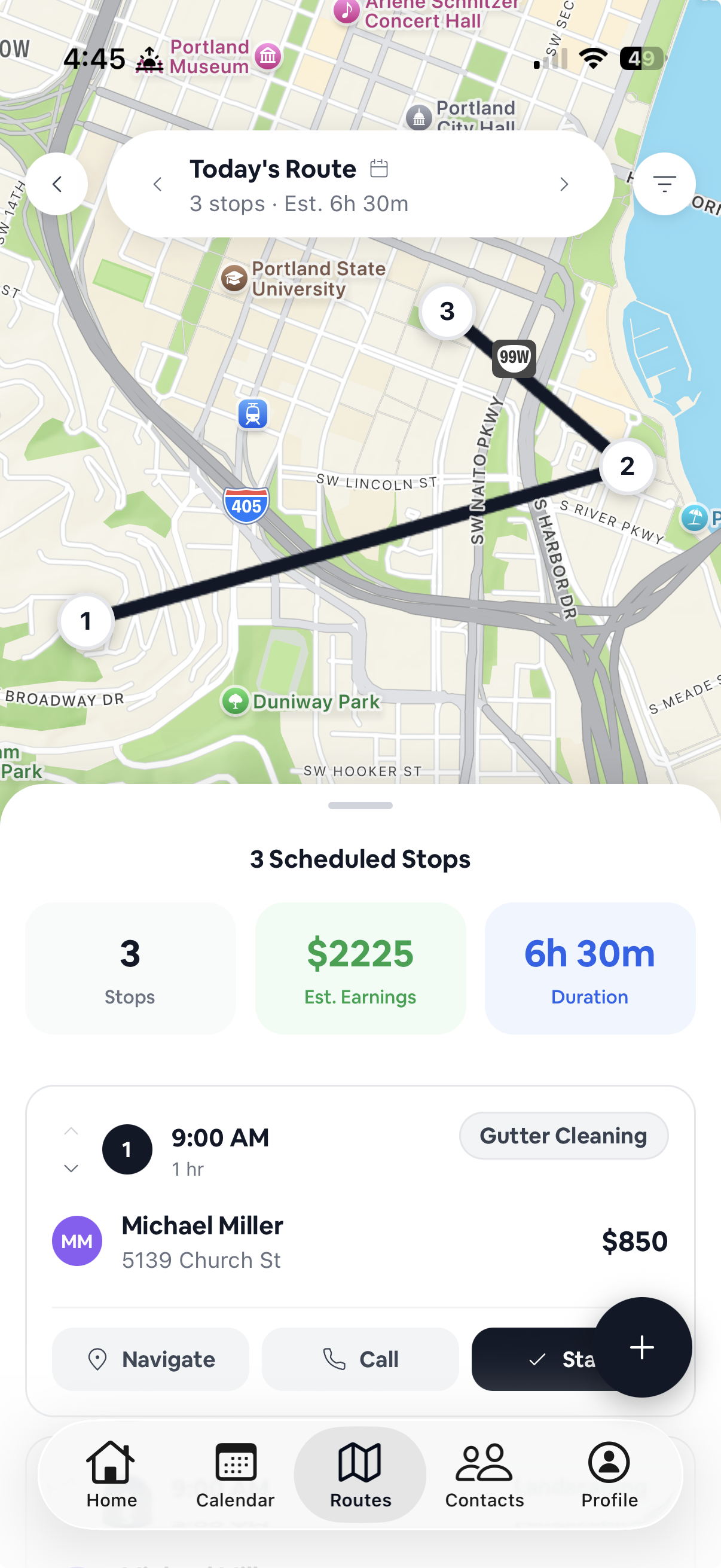 Optimized routes, every day — mobile view